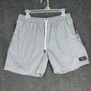Wowie Shorts Mens XL Gray Aztec Trim Drawstring Cotton surf 5" Inseam